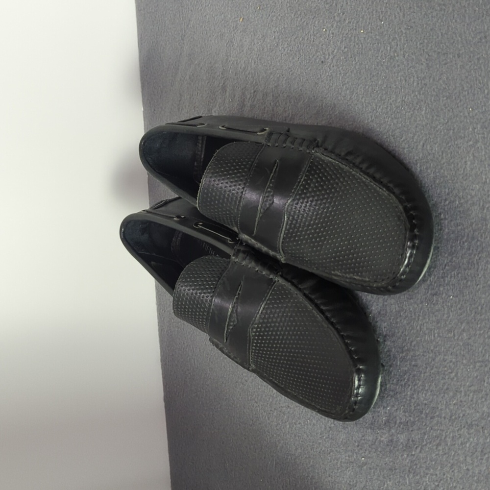 SAKS FIFTH AVENUE Men’s Black  Leather Driving Loafers Slip-on Shoes Moccasins